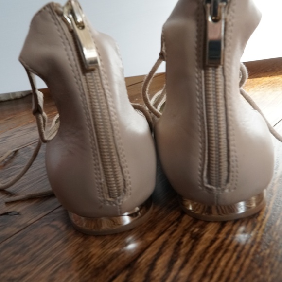 Saks Lace Up Nude Flats - Picture 2 of 5